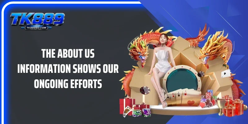The About Us information shows our ongoing efforts